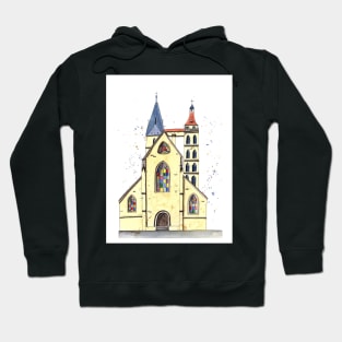 gothic church in Germany whimsical watercolor painting Hoodie